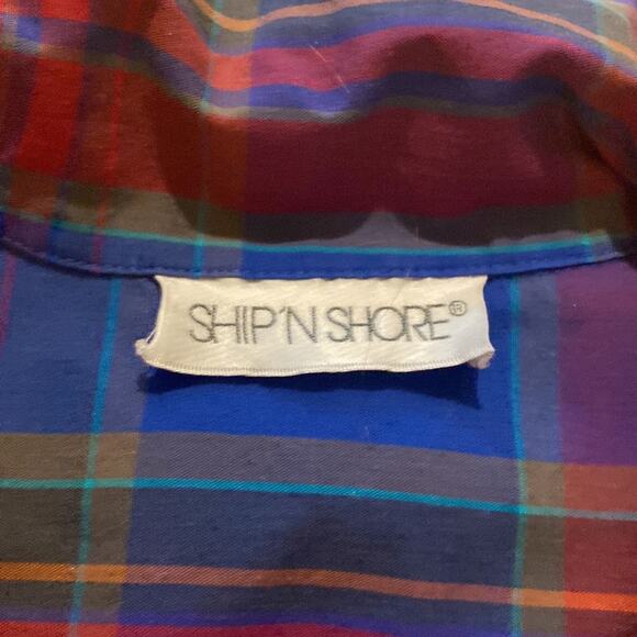 Vintage Ship N’ Shore Plaid Women’s Button Down Colorful Shirt Sz XXL Blue Red - Picture 4 of 11